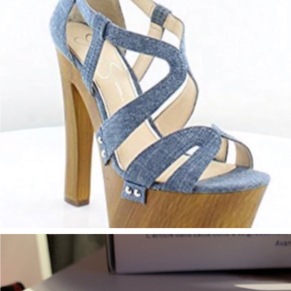 Jessica Simpson Blue Denim Platform Sandals